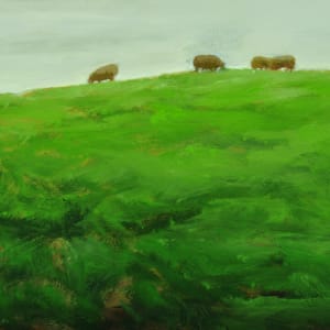 Cows on Hill by Rosie Brouse Fine Art