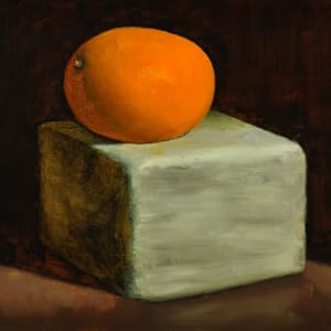 Orange on Wood Block by Rosie Brouse Fine Art