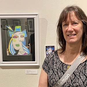 Bust of a woman in green hat (after Picasso) by Shelley Crouch 