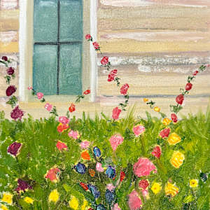 Hollyhocks in the Morning Light by Shelley Crouch, Image 1.