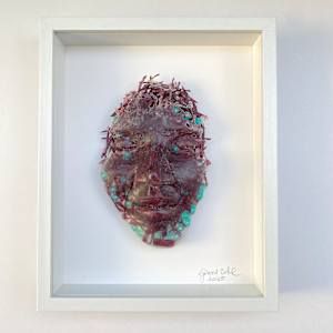 Mask - Purple-turquoise 25004 by Gerhard Petzl  Image: Wall art (framed) - "Mask - Purple-turquoise" by Gerhard Petzl