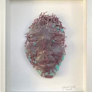 Mask - Purple-turquoise 25004 by Gerhard Petzl  Image: Wall art (framed) - "Mask - Purple-turquoise" by Gerhard Petzl