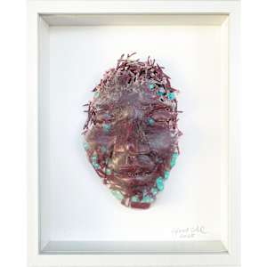 Mask - Purple-turquoise 25004 by Gerhard Petzl  Image: Wall art (framed) - "Mask - Purple-turquoise" by Gerhard Petzl