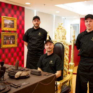 The Royal Feast baroque table by Gerhard Petzl  Image: With my great Austrian team assistants:  standing left side: Oliver Bisko, right side: Simon Klasnic.