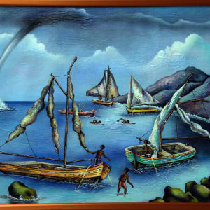 Boats with Waterspout by Widson Cameau