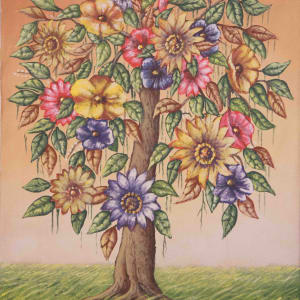 Tree with Multicolored Flowers by Raymond Lafaille