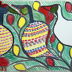 Three Birds on a Green Background by St.Pierre Toussaint