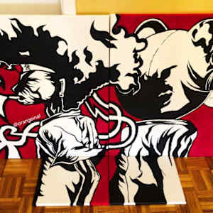 Afro & Kuma [Series] by Sarah Quildon  Image: Afro & Kuma #2
Commission, 2017