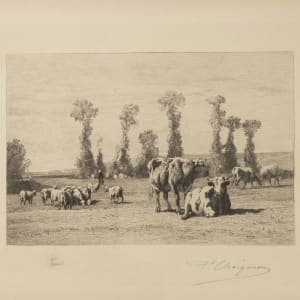 Landscape with Cows by Jean-Ferdinand Chaigneau  Image: Jean-Ferdinand Chaigneau -After Constant Troyon, Landscape with Cows, 1880