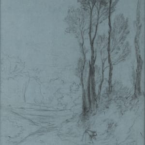 Landscape with an old woman gathering wood by Theophile-Narcisse Chauvel  Image: Theophile-Narcisse Chauvel, Landscape with an old woman gathering wood, undated