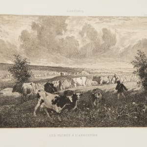 Les Vaches a l'Abreuvoir (Cows to the Watering-Hole) by Jules-Jacques Veyrassat  Image: Jules-Jacques Veyrassat -After Constant Troyon, Les Vaches a l'Abreuvoir (Cows to the Watering-Hole), 1855