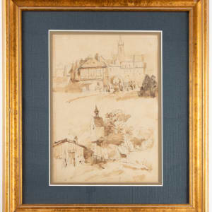 Two Village Scenes by Leon Richet