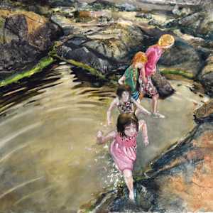 The Perfect Pool by Deena S. Ball  Image: Watercolor on panel-no glass