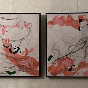 Dancing With the Wind by Chris Pero  Image: Set of 2 18 x 18" framed in a thin ebony stained wood 