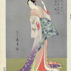 Takigawa of the Ogiya, at the First Sale of the New Year Celebration in the Parlor by After Hosoda Eishi