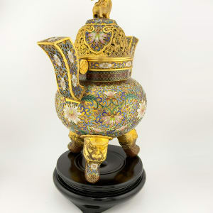 Chinese Foo Dog Cloisonné Incense Burner 