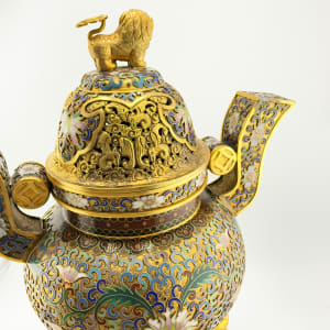 Chinese Foo Dog Cloisonné Incense Burner 