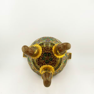 Chinese Foo Dog Cloisonné Incense Burner 