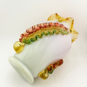 Steven and Williams Art Glass Vase w/ Applied Glass Leaves 