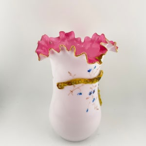 Steven and Williams Art Glass Vase w/ Applied Glass Leaves 