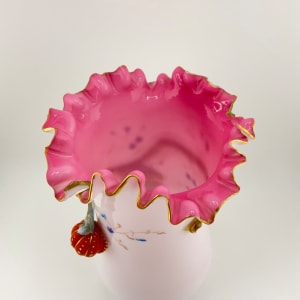 Steven and Williams Art Glass Vase w/ Applied Glass Leaves 