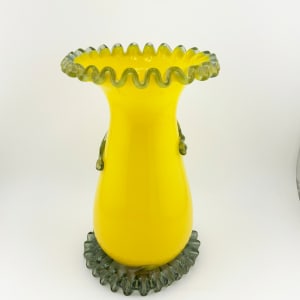 Steven and Williams Art Glass Vase w/ Applied Glass Leaf and Acorns 