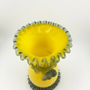 Steven and Williams Art Glass Vase w/ Applied Glass Leaf and Acorns 