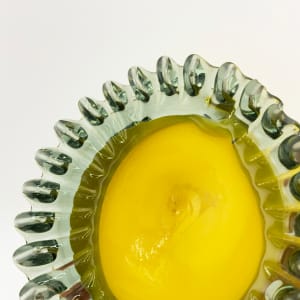 Steven and Williams Art Glass Vase w/ Applied Glass Leaf and Acorns 