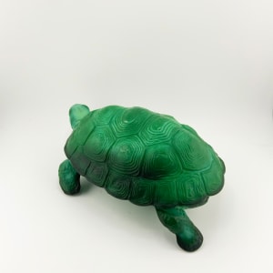 Czechoslovakian Malachite Glass Turtle Powder Box 
