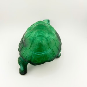 Czechoslovakian Malachite Glass Turtle Powder Box 