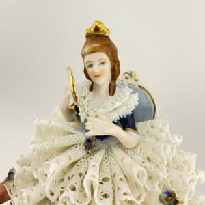 Martha Budich Porcelain Lace figurine "Lady with Fan" 