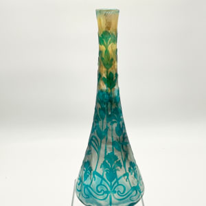 Cristallerie de Pantin Large Cameo Art Glass Vase (Frosted Blue and Yellow) 