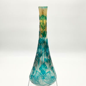 Cristallerie de Pantin Large Cameo Art Glass Vase (Frosted Blue and Yellow) 