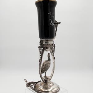 Reed & Barton Art Glass Vase w/ Silver Plated Metal Stand 