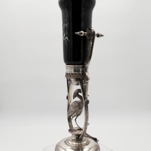Reed & Barton Art Glass Vase w/ Silver Plated Metal Stand 