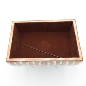 Large Mother of Pearl Inlay Marble Trinket Box w/ Felt Lining 