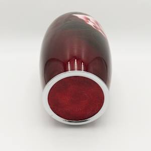 Original Japanese Ando Jubei Cloisonne Red Ginbari Enamel Vase 