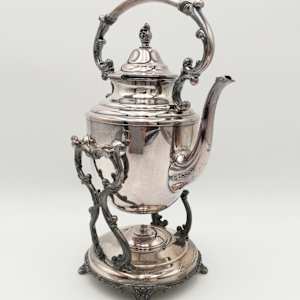 Vintage W M Rogers Silverplated Spirt Kettle w/ Burner Stand 