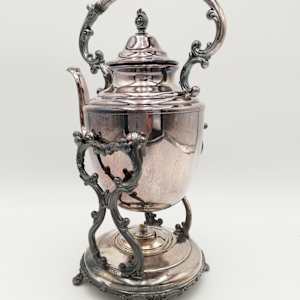 Vintage W M Rogers Silverplated Spirt Kettle w/ Burner Stand 