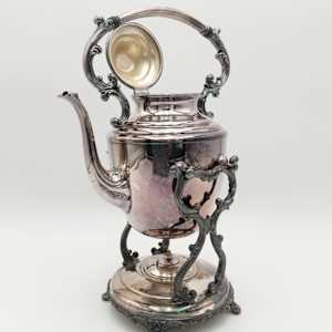 Vintage W M Rogers Silverplated Spirt Kettle w/ Burner Stand 