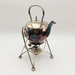 EPNS Silver Plate Tea Pot Spirit Kettle w/ Burner Stand 