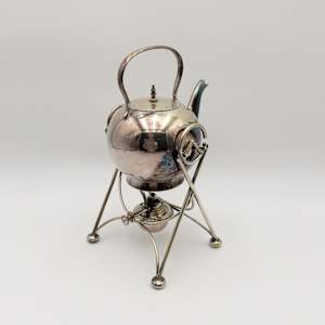 EPNS Silver Plate Tea Pot Spirit Kettle w/ Burner Stand 