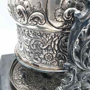 Antique Rogers Smith & Co. Silver Plated Tilt Water Pitcher With Goblets - Quadruple Silver 