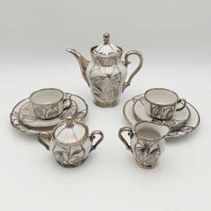 DEUSCH & CO. Coffee Pot, Sugar, Creamer, Cups and Saucer Set 