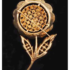 Vintage 1950s TRIFARI Crystal Rhinestone Sunflower Brooch by Alfred Philippe 
