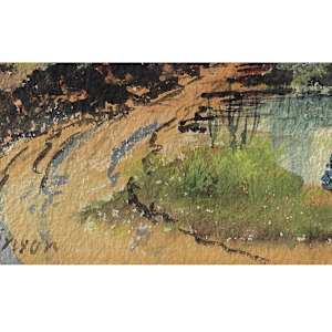 Untitled ( Landscape, Fishing by the Pond ) by Thomas Harrison Wilkinson, Image 1.