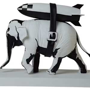 Elephant With Bomb Figure by Banksy