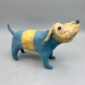 Blue and yellow monster dog by Jeanine Pennell