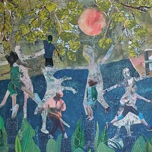 call to motion or dancing with ghosts by Roswitha Mueller Rohschnitt-Collagen