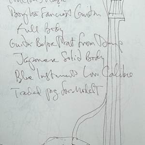 Drawings of Patrick O'Connor's presentation about his book, Wichita Blues,  The Kansas African American Museum by Denita Benyshek  Image: From the story about Harmonica Chuck (Charlie Phillips). Master Artist Program, Kansas Historical Society, provided grant to cover O'Connor's apprenticeship with Harmonica Chuck. Chuck was paid $50 per lesson. He used the funds to buy a new solid body guitar from Uhlich Music, Japanese solid body guitar. 
